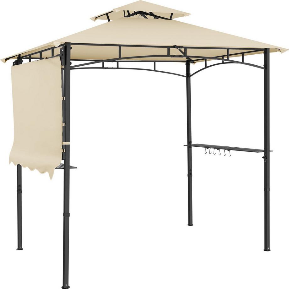 Tectake Grillpavillon Maracaibo wetterfest mit UV-Schutz, klappbare Markise Doppeldachsystem, Flaschenöffner am Gestell  