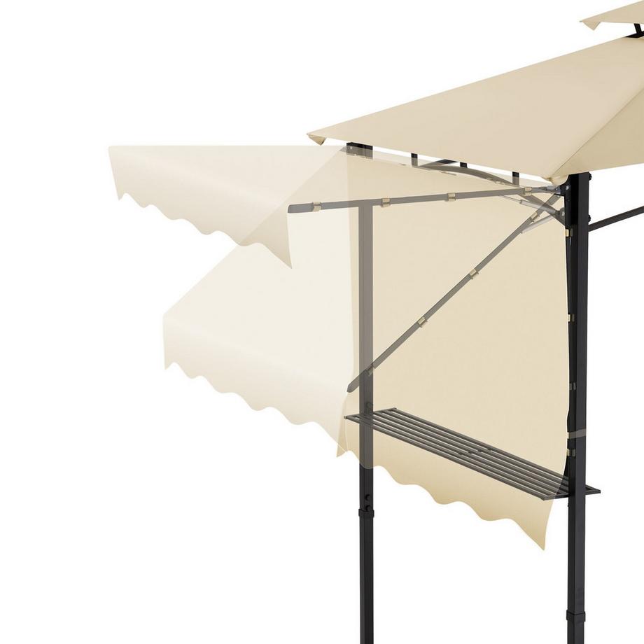 Tectake Grillpavillon Maracaibo wetterfest mit UV-Schutz, klappbare Markise Doppeldachsystem, Flaschenöffner am Gestell  