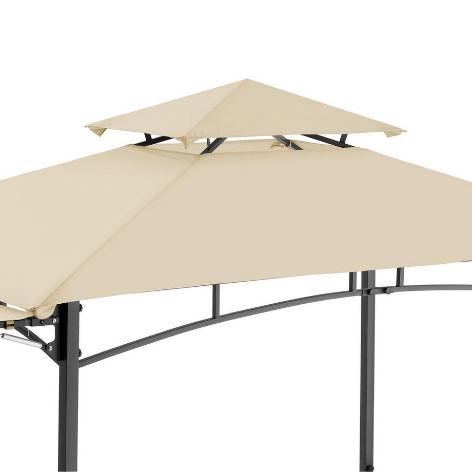 Tectake Grillpavillon Maracaibo wetterfest mit UV-Schutz, klappbare Markise Doppeldachsystem, Flaschenöffner am Gestell  