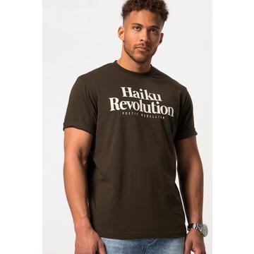 T-shirt STHUGE con mezze maniche e stampa floccata oliva scuro