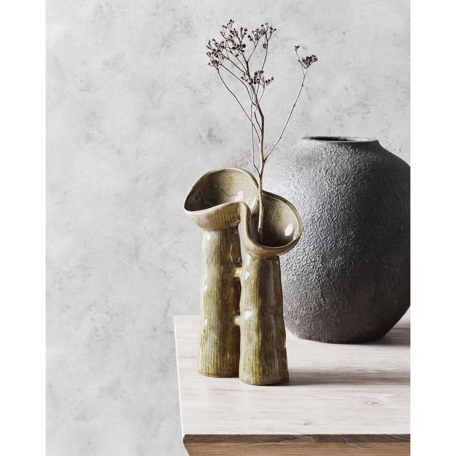 Beliani Vase à fleurs en Grès Moderne WATERPOPPY  