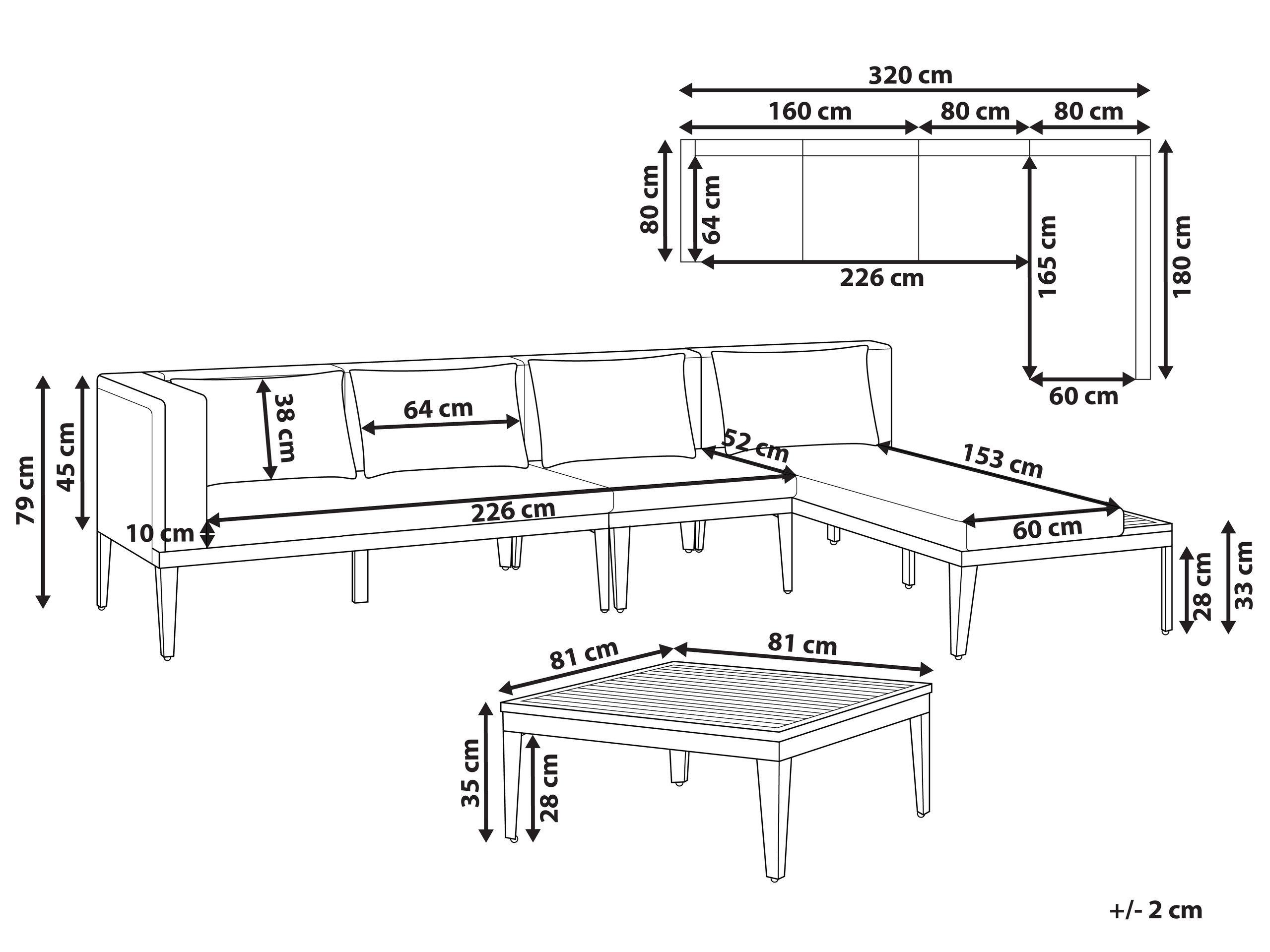 Beliani Ensemble de salon avec table en Bois d'acacia certifié FSC® Rustique BRACCIANO  