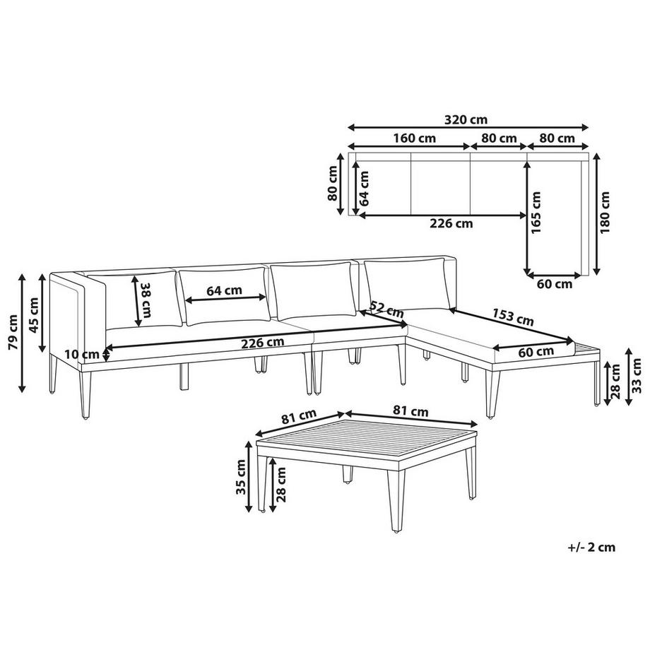 Beliani Lounge Set mit Tisch aus FSC® zertifiziertes Akazienholz  BRACCIANO  