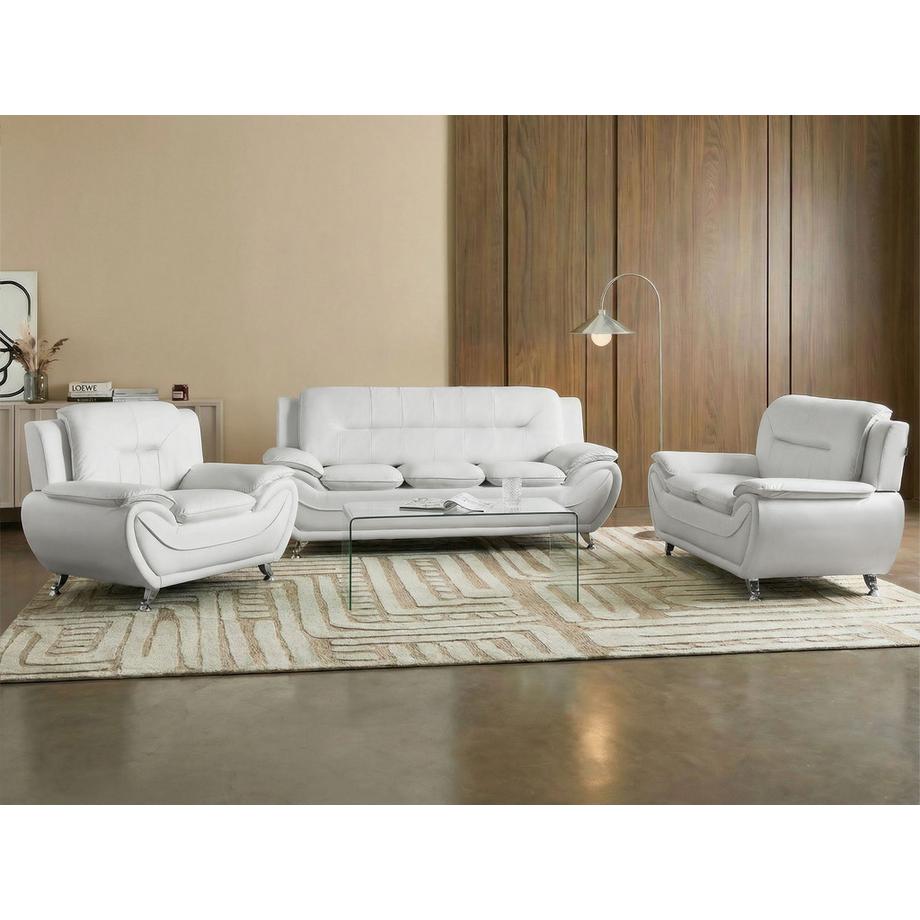 Beliani 6-Sitzer-Wohnzimmer Set aus Veganes Ökoleder Glamourös LEIRA  