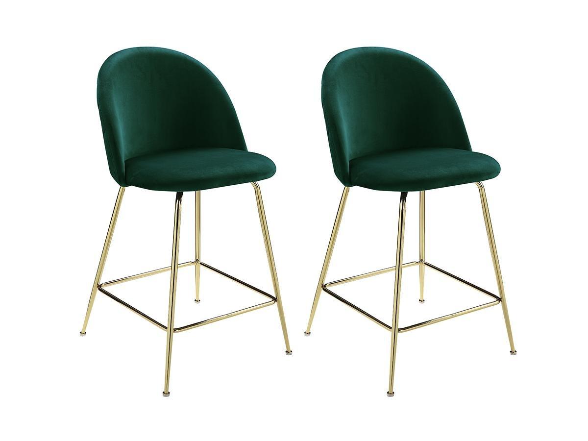 Vente-unique Lot de 2 tabourets de bar MELBOURNE Velours métal doré  