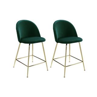 Vente-unique Lot de 2 tabourets de bar MELBOURNE Velours métal doré  