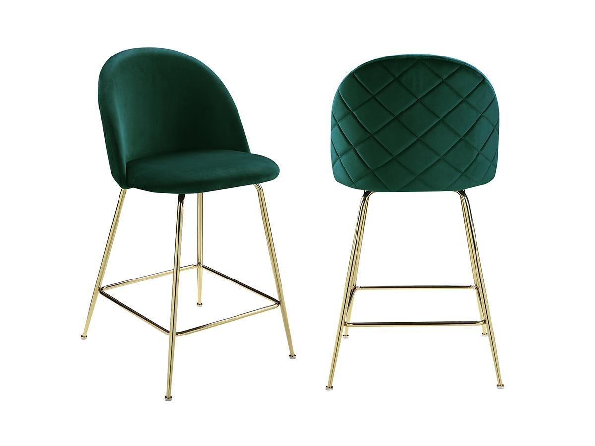 Vente-unique Lot de 2 tabourets de bar MELBOURNE Velours métal doré  