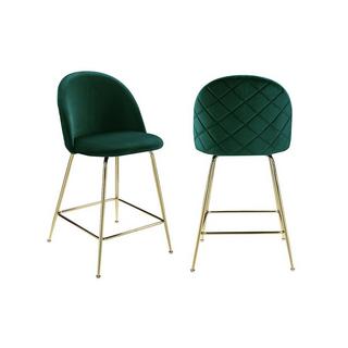 Vente-unique Lot de 2 tabourets de bar MELBOURNE Velours métal doré  