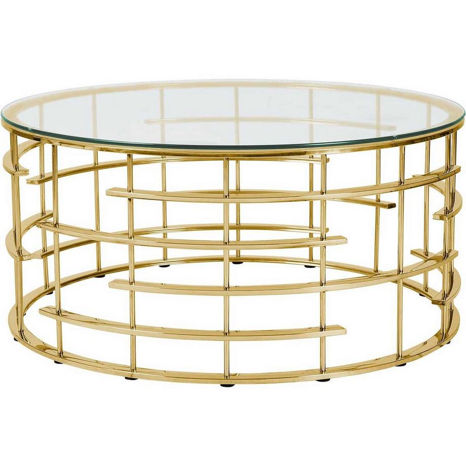 Couchtisch Blustix Metall Glas gold 90