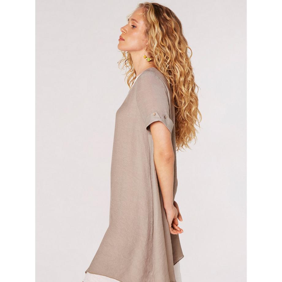 APRICOT Mini Robe Tunique Chatoyante Manches Roulées  