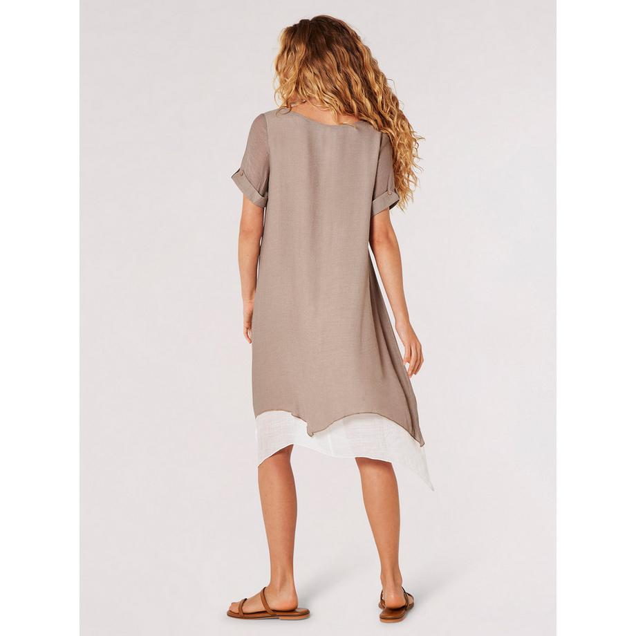 APRICOT Mini Robe Tunique Chatoyante Manches Roulées  