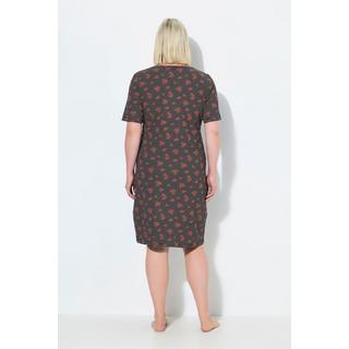 Ulla Popken Camicia da notte Righe Fiori Scollo a V Mezze Maniche  