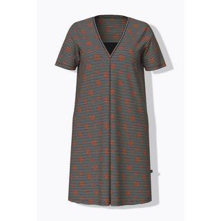 Ulla Popken Camicia da notte Righe Fiori Scollo a V Mezze Maniche  