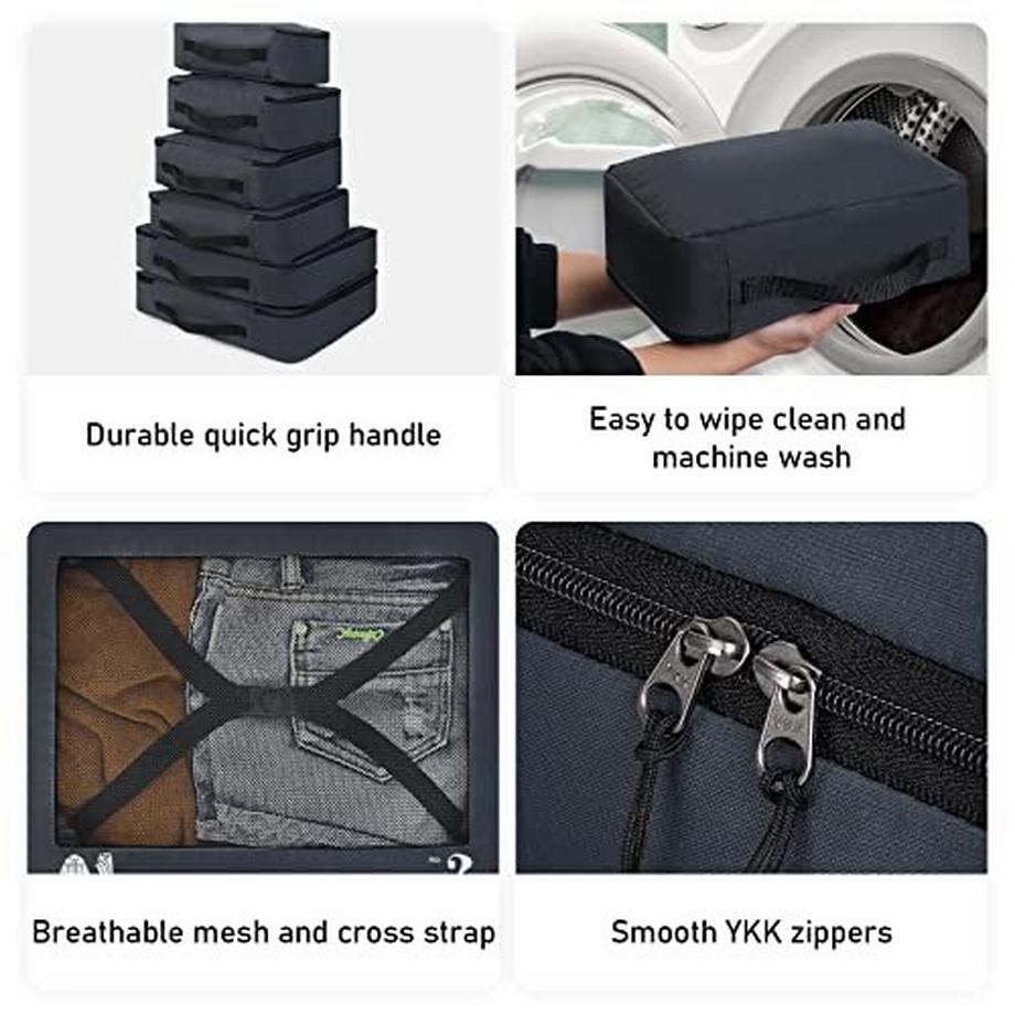 Only-bags.store 7-teiliges Koffer-Organisator-Set mit Packwürfeln und Schuhsack  