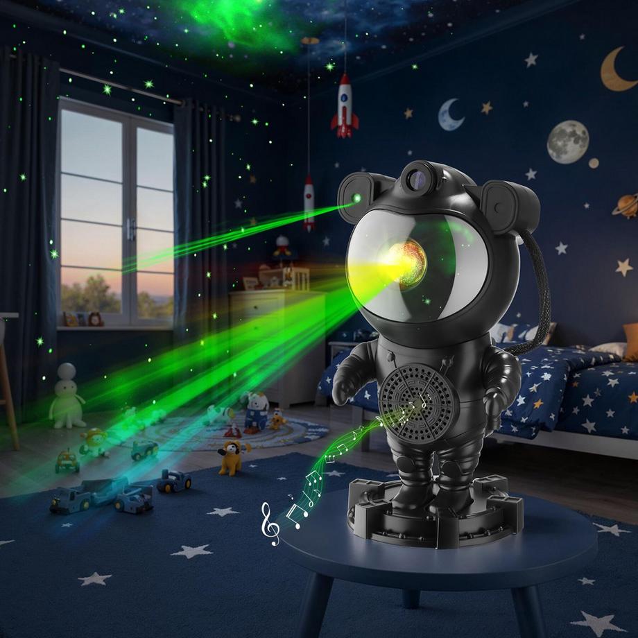 Tectake Proiettore a LED cielo stellato Astronaut Testa girevole a 360°, con stelle, luna e nebulosa  