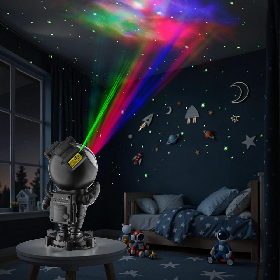 Tectake Proiettore a LED cielo stellato Astronaut Testa girevole a 360°, con stelle, luna e nebulosa  