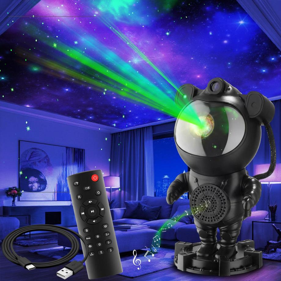 Projecteur LED ciel étoilé ASTRONAUTE tête rotative à 360° avec étoiles, lune et brouillard