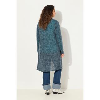 Ulla Popken  Long-Strickjacke, Bindeband, V-Ausschnitt, Rollkanten 