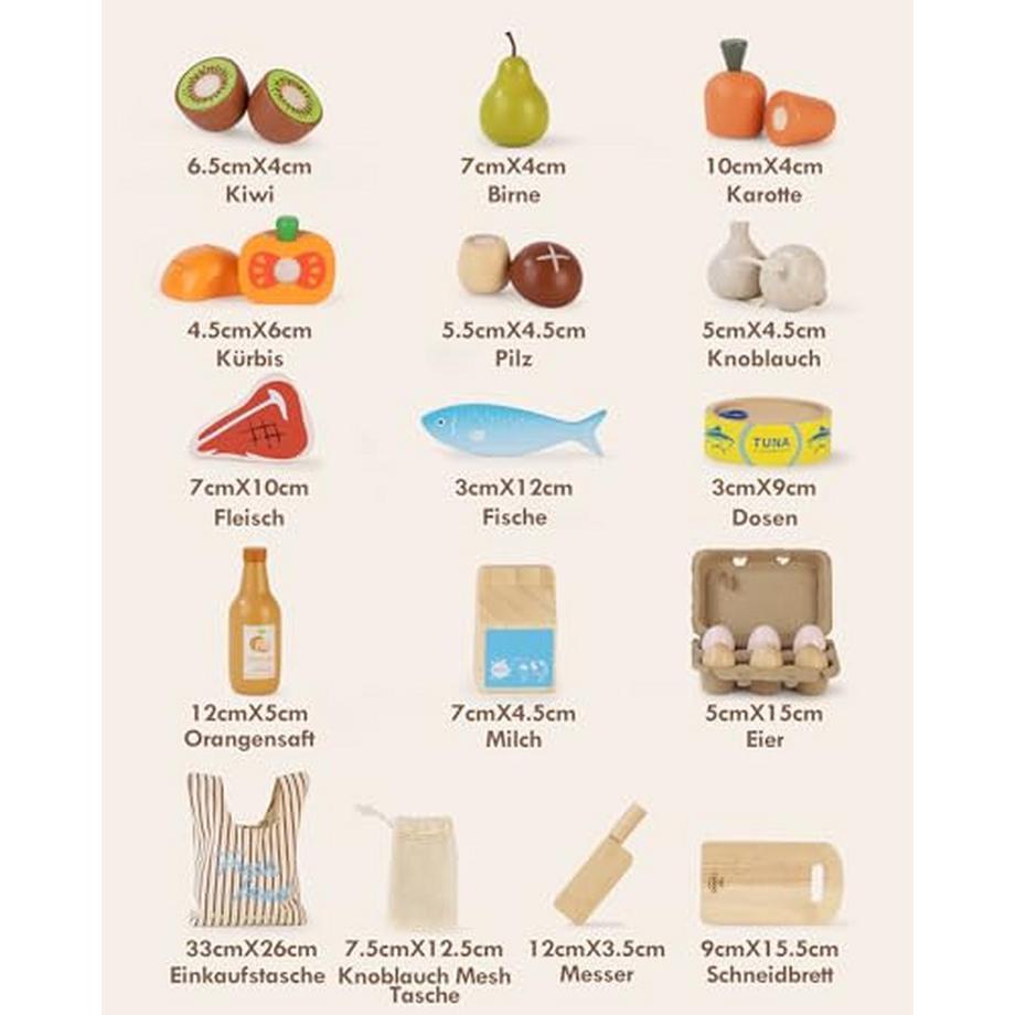 Activity-board  Kinderküchenzubehör Holz, Spielküchenzubehör, Kinderküchenzubehör mit Klettverschluss, Spielzeug 