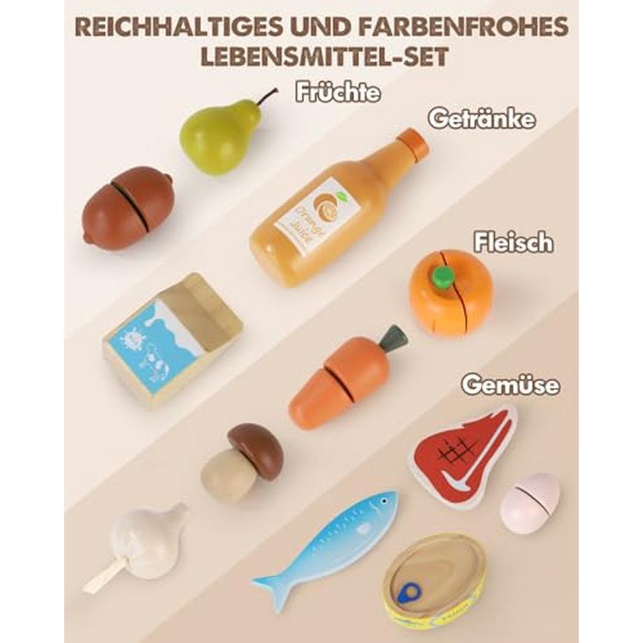Activity-board  Kinderküchenzubehör Holz, Spielküchenzubehör, Kinderküchenzubehör mit Klettverschluss, Spielzeug 