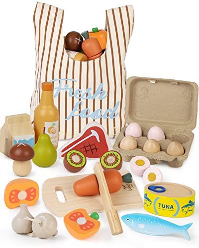 Activity-board  Accessoires de cuisine pour enfants en bois, accessoires de cuisine pour enfants, accessoires de cuisine pour enfants avec connexion velcro, nourriture jouet, accessoires de cuisine, jeux de rôle pour enfants 