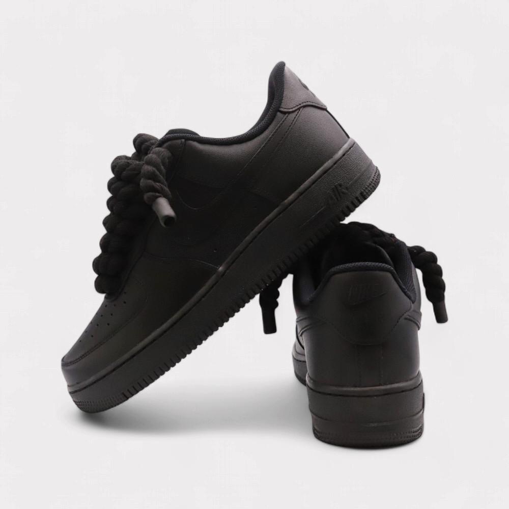 NIKE  Air Force 1 Black - Rope Lace Black 