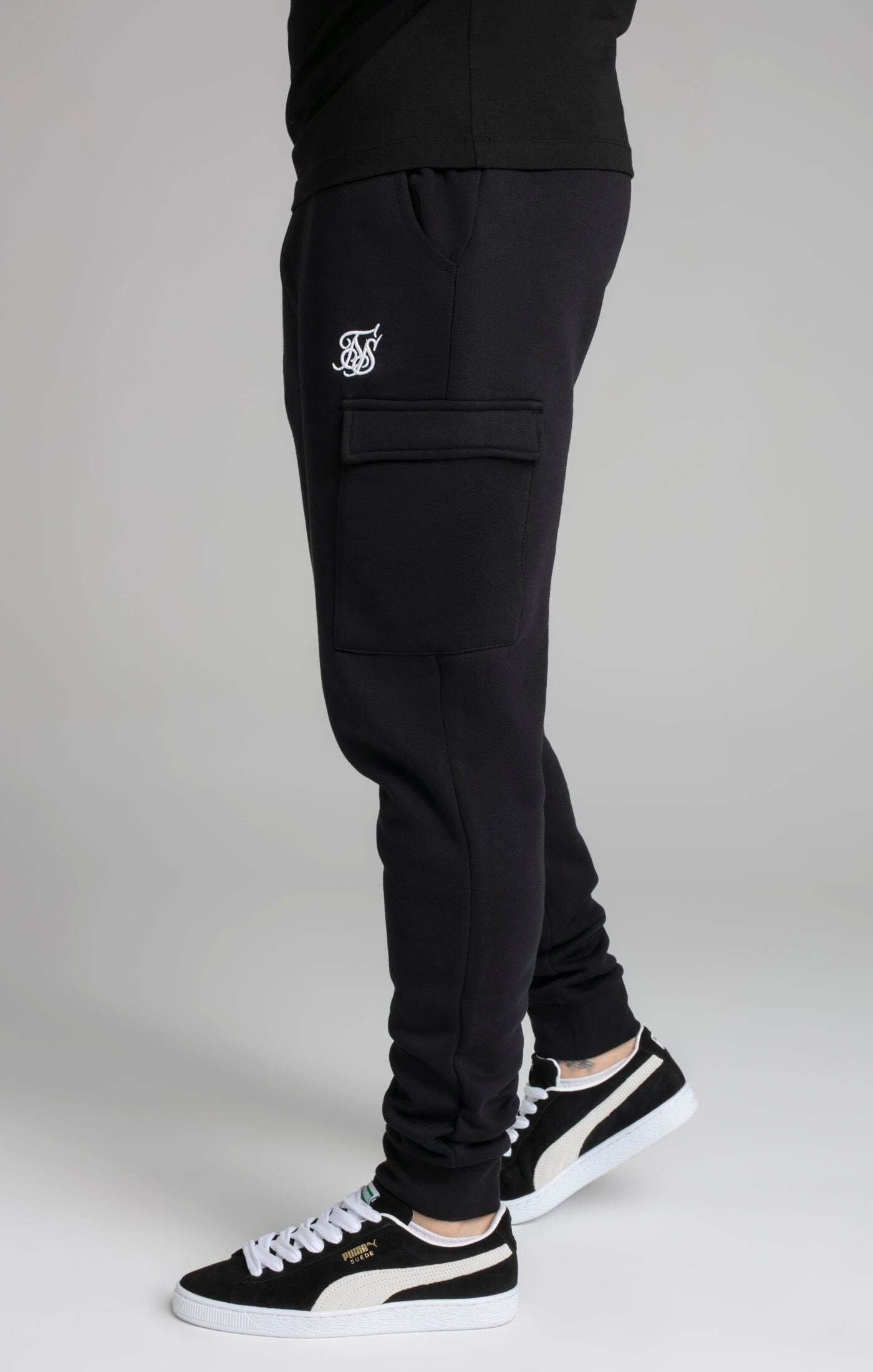 Sik Silk  Pantalon de survêtement Black Essential Cargo Jogger 