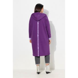 Ulla Popken  Long-Sweatjacke, Kapuze, 2-Wege-Zipper, Rückenstreifen 