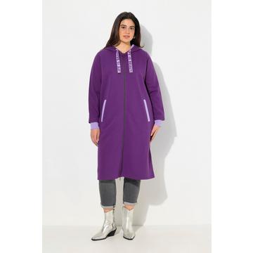 Long-Sweatjacke, Kapuze, 2-Wege-Zipper, Rückenstreifen