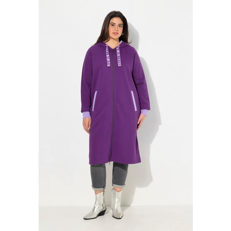 Ulla Popken  Long-Sweatjacke, Kapuze, 2-Wege-Zipper, Rückenstreifen 