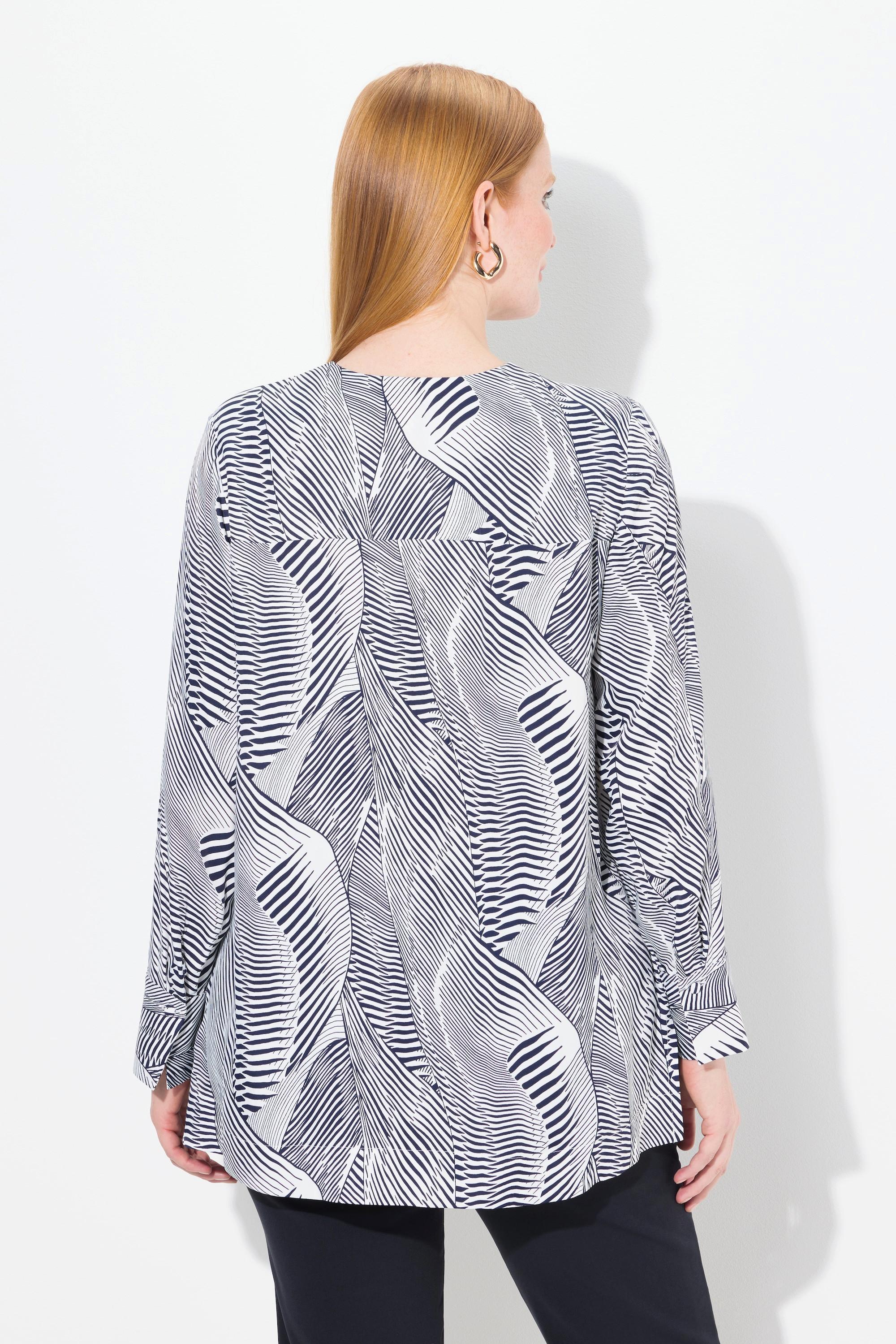 Ulla Popken Tunica Raso Scollo V Maniche Lunghe  