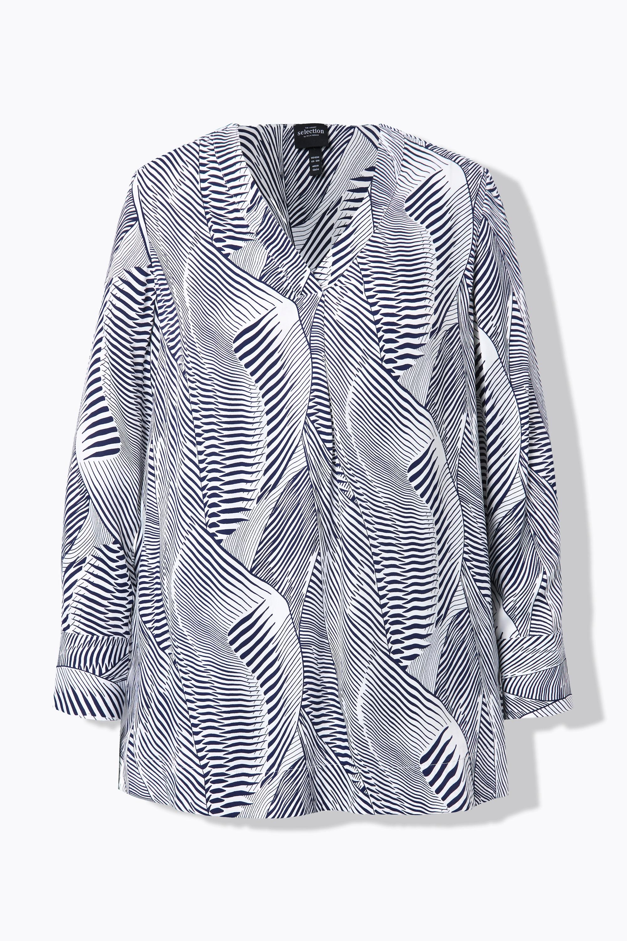 Ulla Popken Tunica Raso Scollo V Maniche Lunghe  