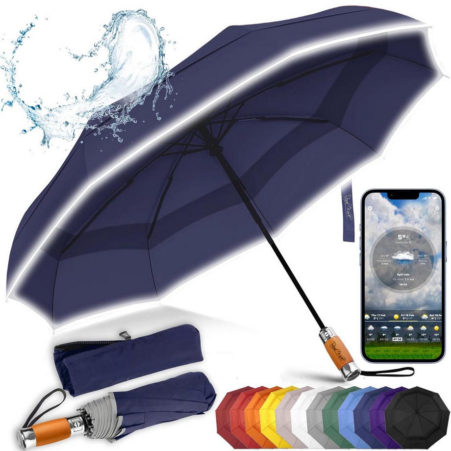 Parapluie Parapluie de poche Ouverture et fermeture automatiques Double canopée coupe-vent