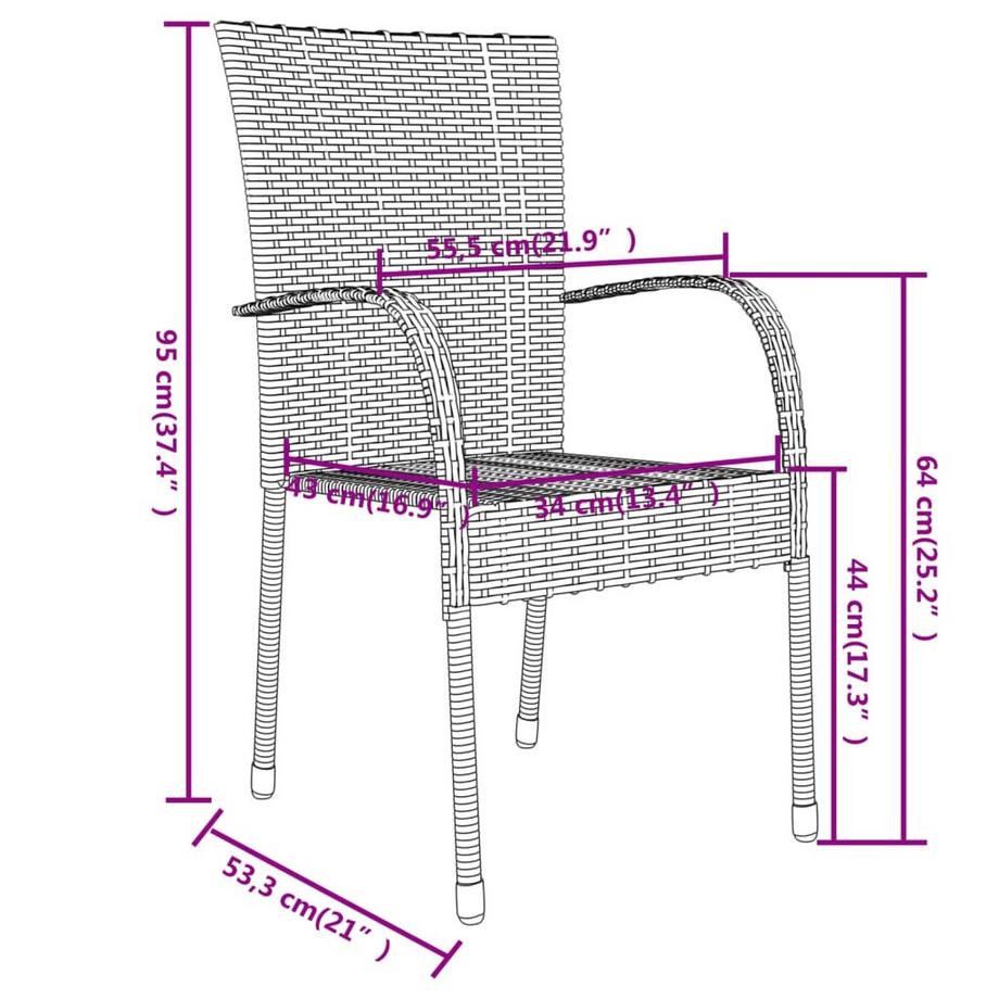 VidaXL Ensemble de salle à manger de jardin rotin synthétique  
