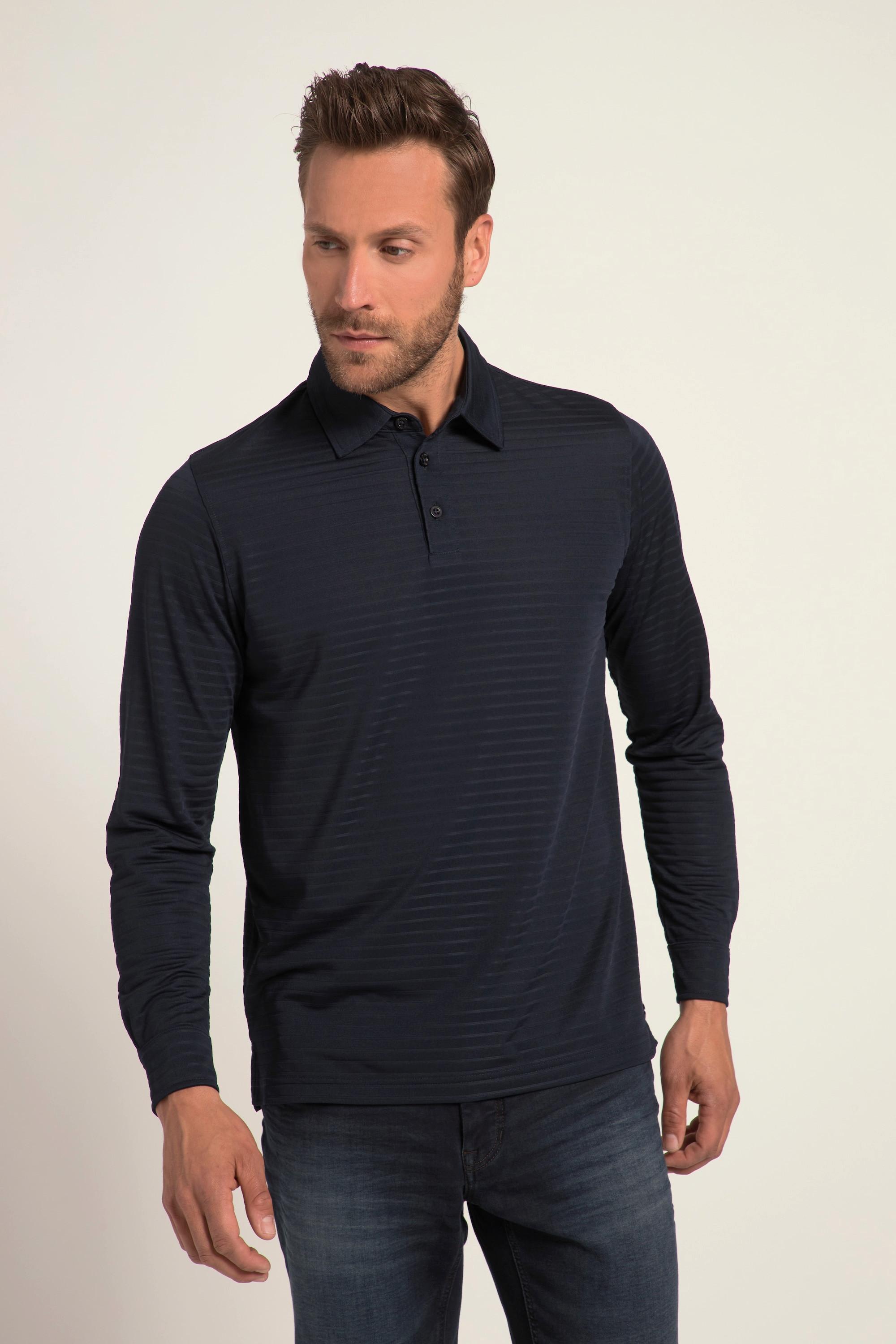 JP1880  Maglia polo con OEKO-TEX, jacquard, maniche lunghe e colletto polo 