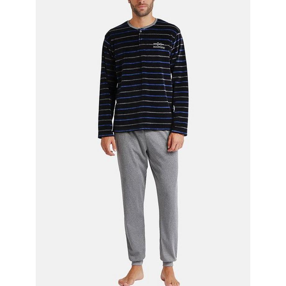 Pyjama tenue d'intérieur pantalon et haut Velour Blues