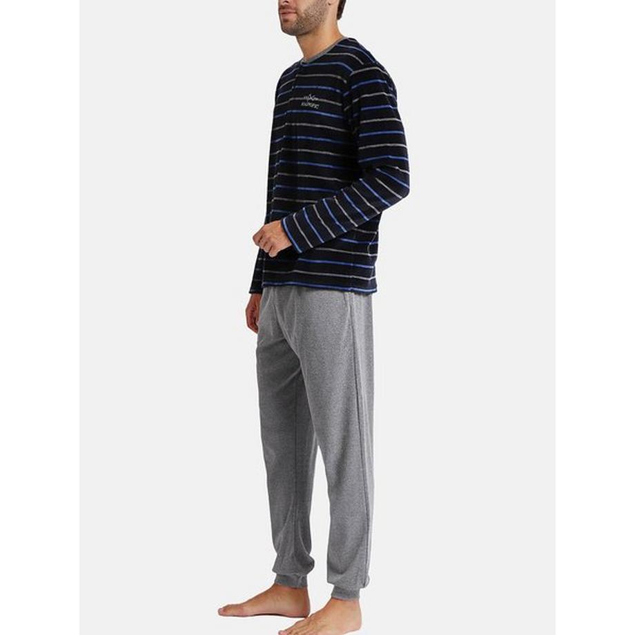 Admas Velour Gestreifter Pyjama Hausanzug  