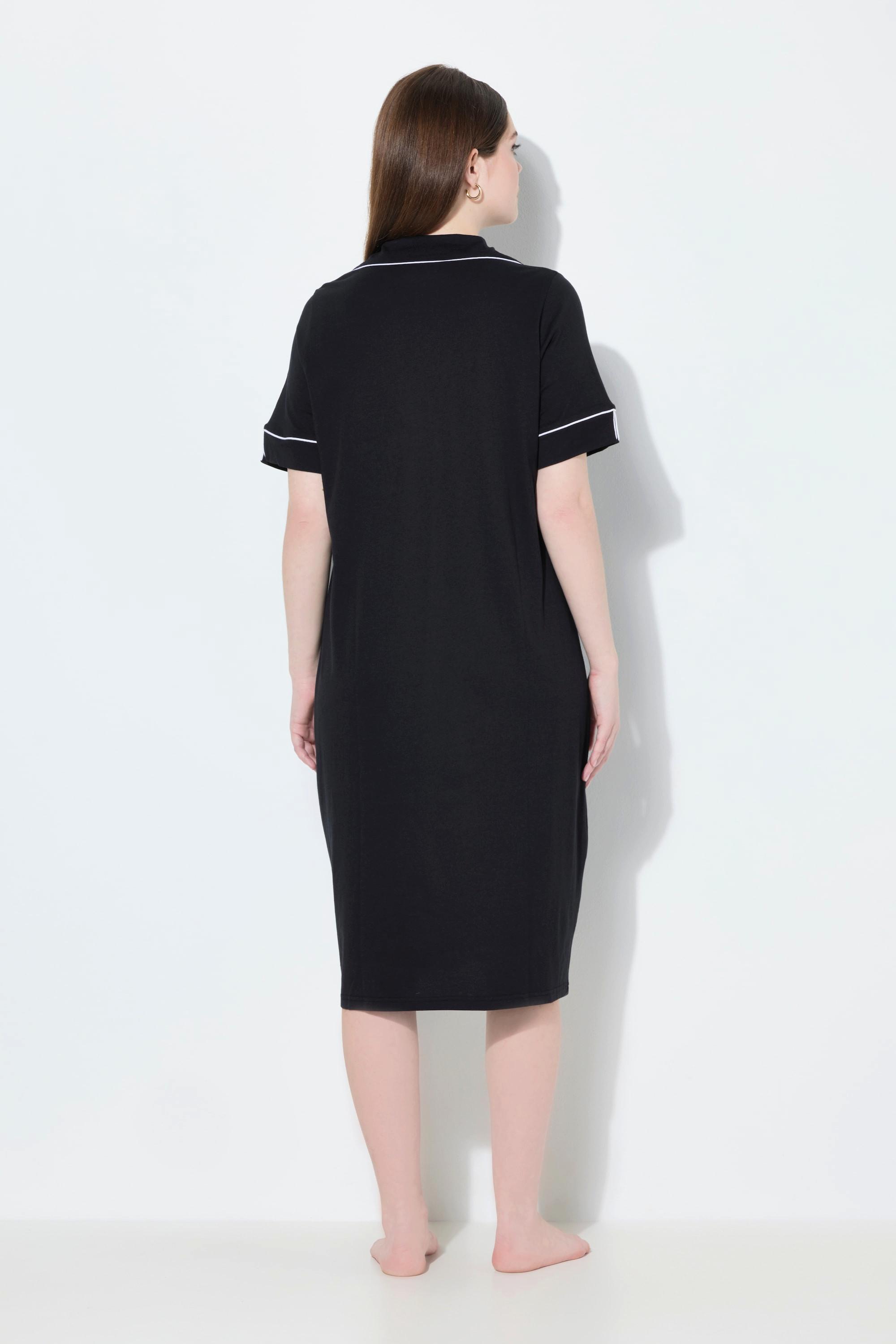 Ulla Popken Camicia da notte Pistagna Collo Revers Mezze Maniche  