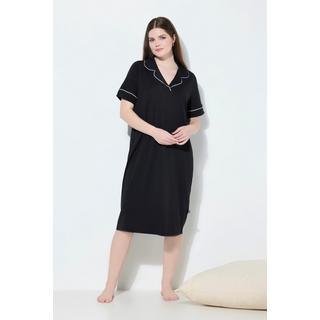 Ulla Popken Camicia da notte Pistagna Collo Revers Mezze Maniche  