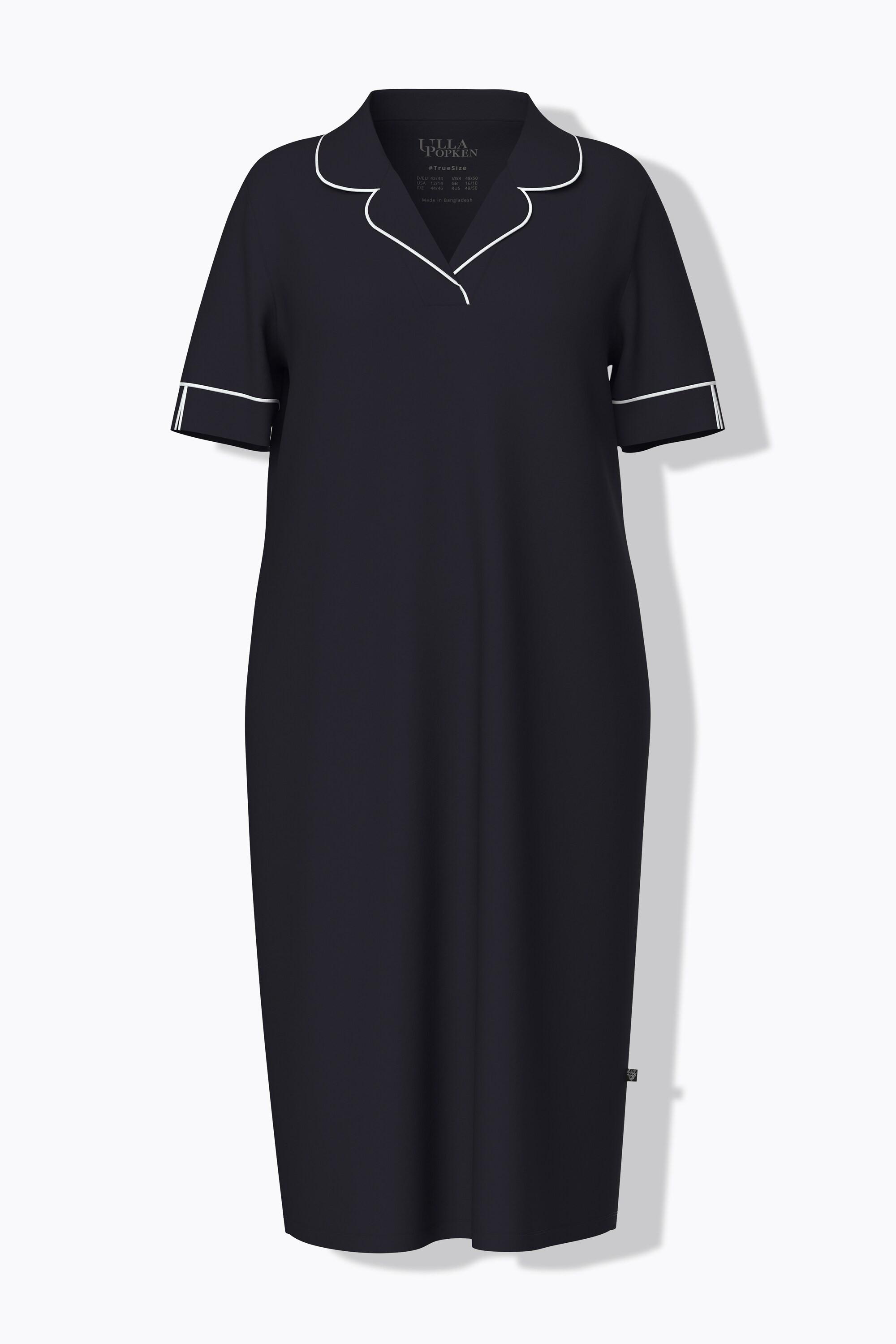 Ulla Popken Camicia da notte Pistagna Collo Revers Mezze Maniche  