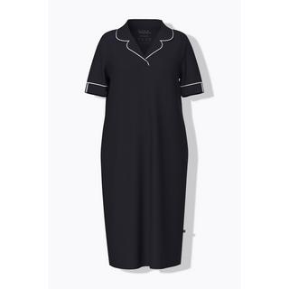 Ulla Popken Camicia da notte Pistagna Collo Revers Mezze Maniche  