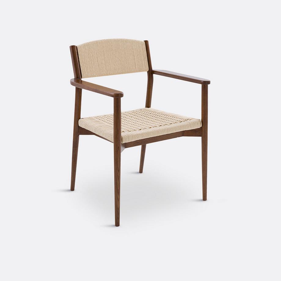 Fauteuil de table frêne massif et tressage