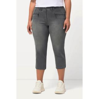 Ulla Popken  Jeans a 7/8 modello Mony con cintura elastica e tasche con zip 