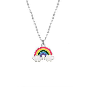 Collier Enfants Pendentif Arc-En-Ciel Nuage Avec Émail Multicolore