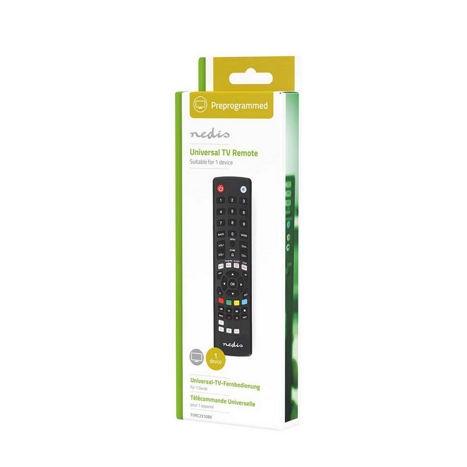 Nedis  Télécommande universelle | Pré-programmé | 1 appareil | Amazon prime / Disney + Button / Google Play Button / Netflix Button / YouTube Button | Infrarouge | Noir 