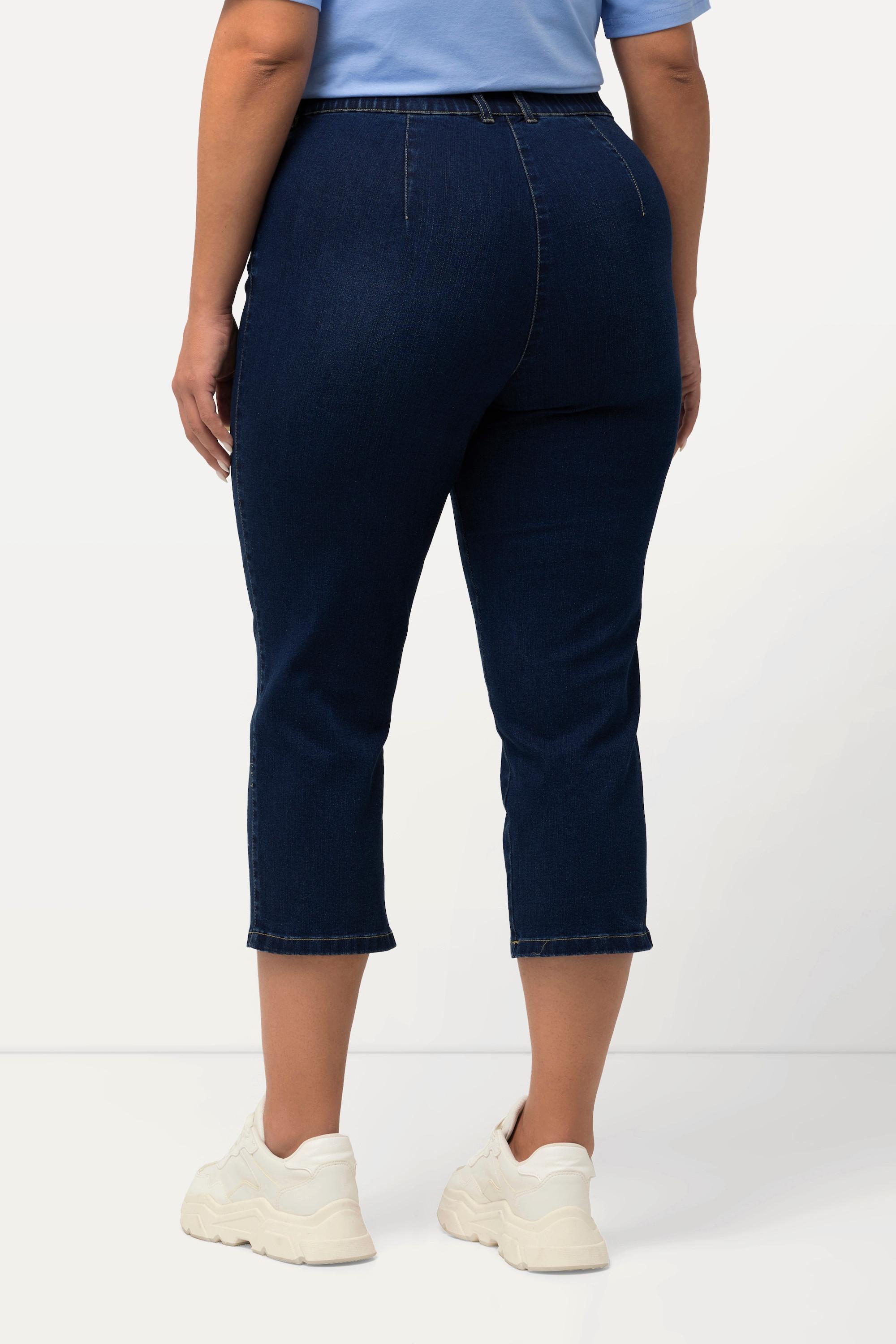 Ulla Popken  Jean Mony 7/8, taille élastique, poches zippées 