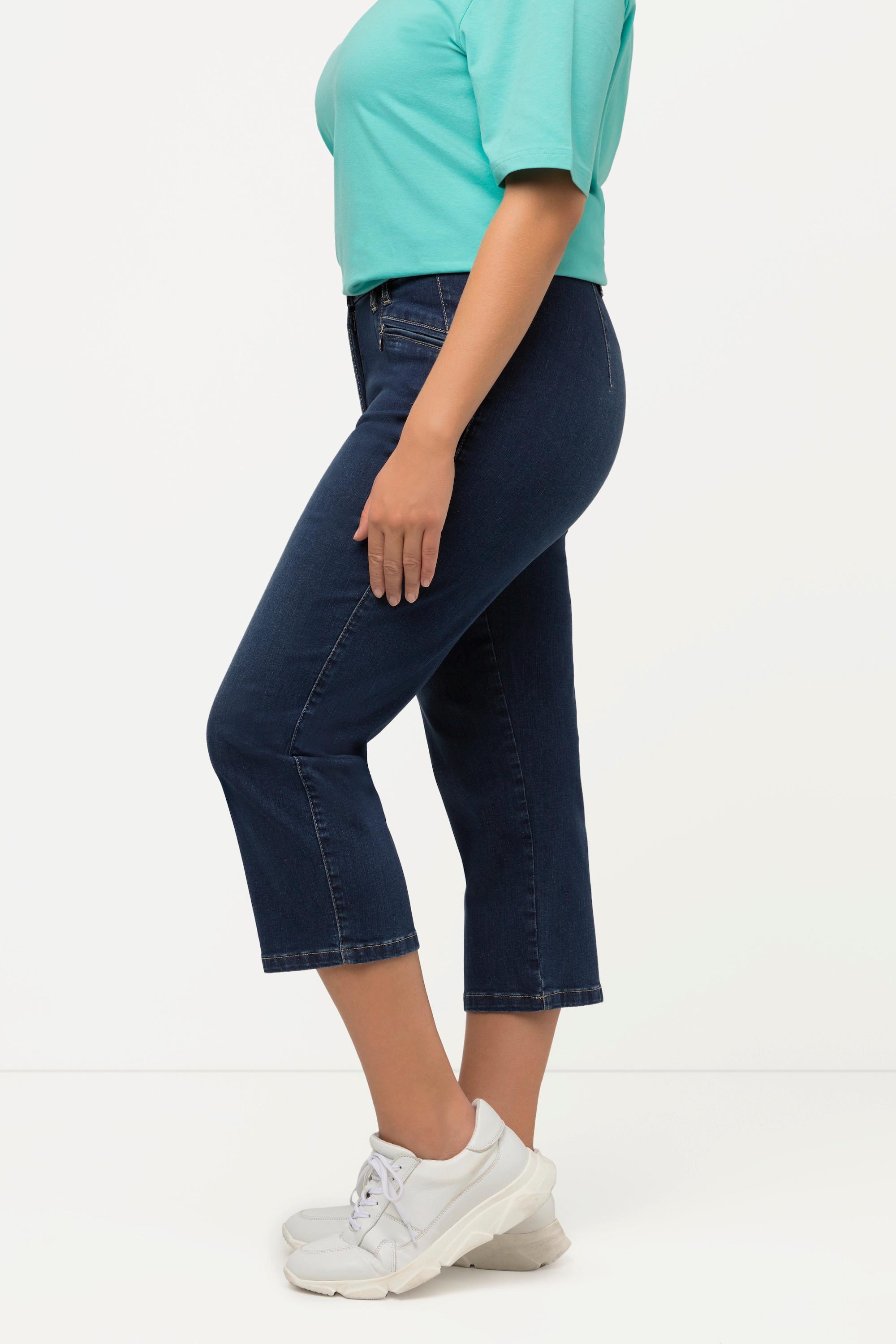 Ulla Popken  Jean Mony 7/8, taille élastique, poches zippées 