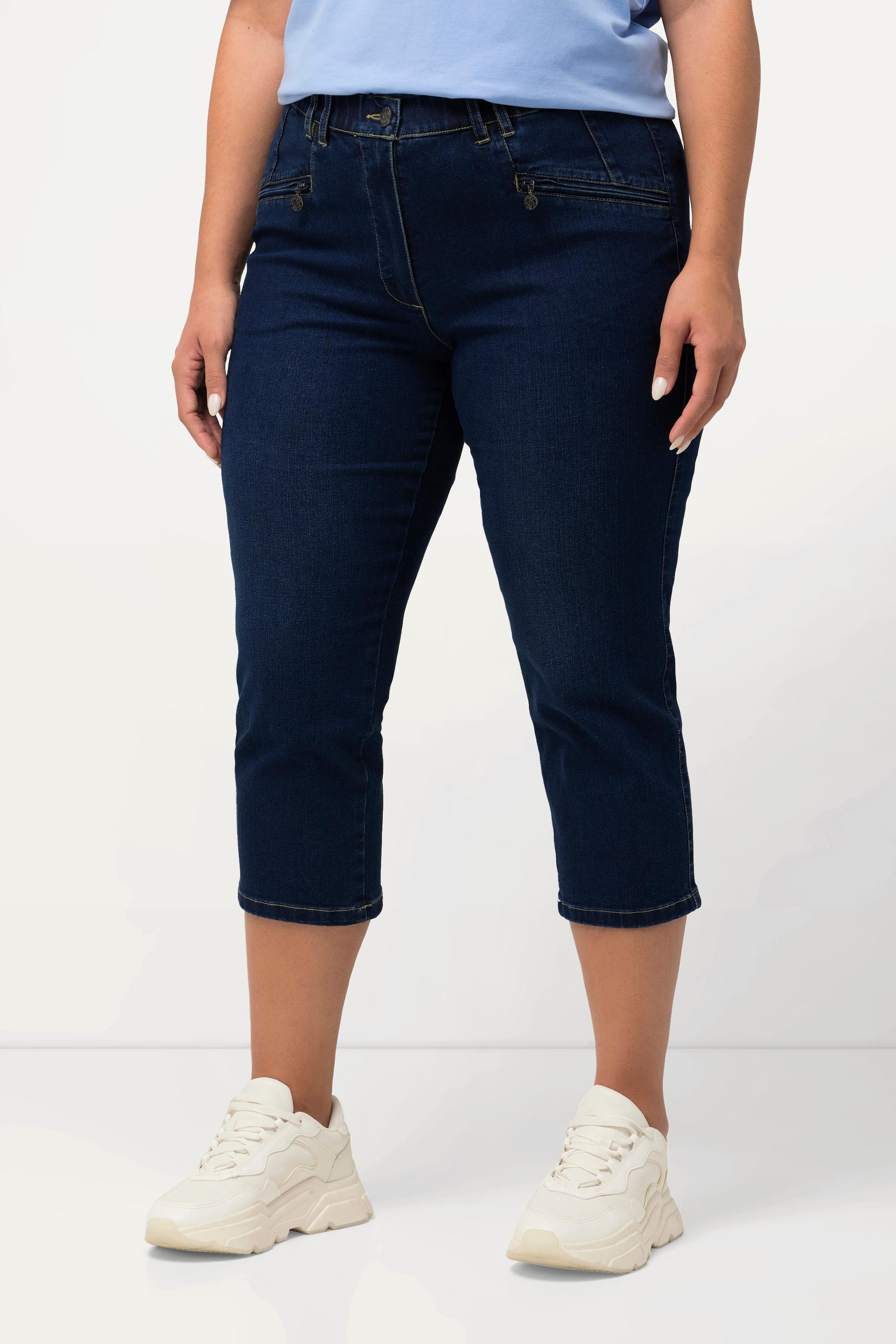 Ulla Popken  Jean Mony 7/8, taille élastique, poches zippées 