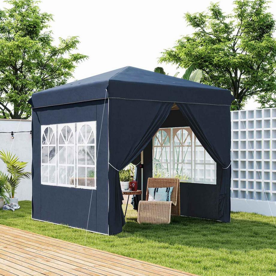 Northio Gazebo 2,5 x 2,5 m, gazebo pieghevole pieghevole idrorepellente, stabile, resistente all'inverno, protezione UV 50+, tenda per feste pieghevole, tenda da giardino con 4 pannelli laterali, gazebo da giardino tascabile per campeggio, giardino, blu scuro  