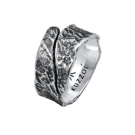 Kuzzoi  Ring Bandring Struktur Used Look 925 Silber 
